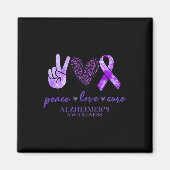 Aimant Peace Love Cure Ribbon Leopard Alzheimer Cerveau A (Devant)