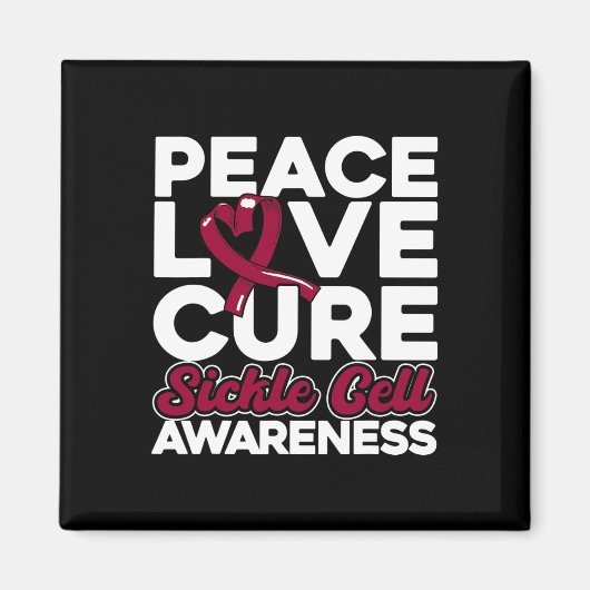 Aimant Peace Love Cure Sickle Cell Awareness 1 (Devant)