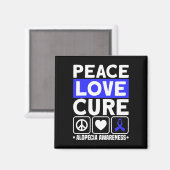 Aimant Peace Love Cure Support Alopecia Awareness Ruban (Recto/Verso)