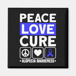 Aimant Peace Love Cure Support Alopecia Awareness Ruban