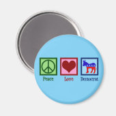 Aimant Peace Love Democrat Donkey Cute Blue (Recto/Verso)