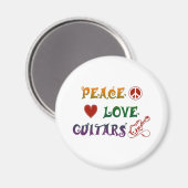 Aimant Peace Love Electric Guitares arc-en-ciel (Recto/Verso)