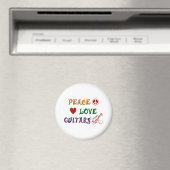 Aimant Peace Love Electric Guitares arc-en-ciel (In Situ (Lave-vaisselle))