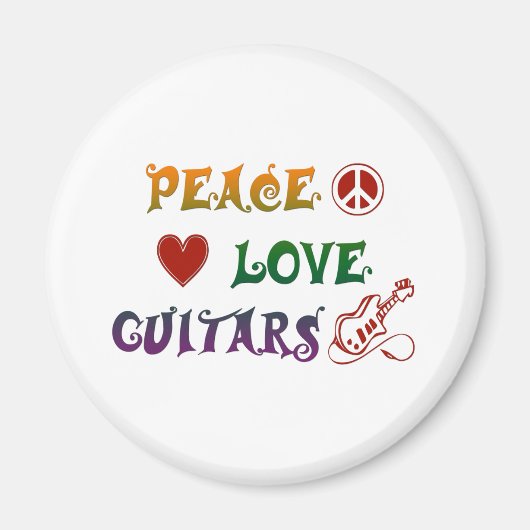 Aimant Peace Love Electric Guitares arc-en-ciel (Devant)