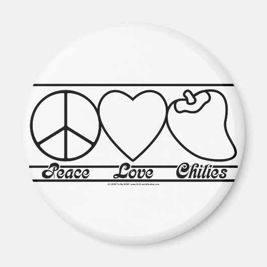 Aimant Peace Love et Chilies (Devant)