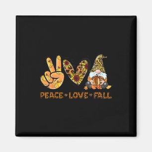 Aimant Peace Love Fall Fun Gnome Autumn Lover Citrouilles
