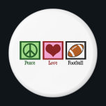 Aimant Peace Love Football<br><div class="desc">Un joli signe de paix,  un coeur,  et un cadeau de football pour un entraîneur de passer à ses joueurs d'équipe ou un cadeau de Noël de maman football.</div>