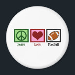 Aimant Peace Love Football<br><div class="desc">Un joli signe de paix,  un coeur,  et un cadeau de football pour un entraîneur de passer à ses joueurs d'équipe ou un cadeau de Noël de maman football.</div>