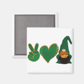 Aimant Peace Love Gnome | Sublimation de la Saint Patrick (Recto/Verso)