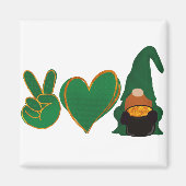 Aimant Peace Love Gnome | Sublimation de la Saint Patrick (Devant)