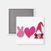 Aimant Peace Love Gnome | Sublimation de la Saint Valenti (Recto/Verso)