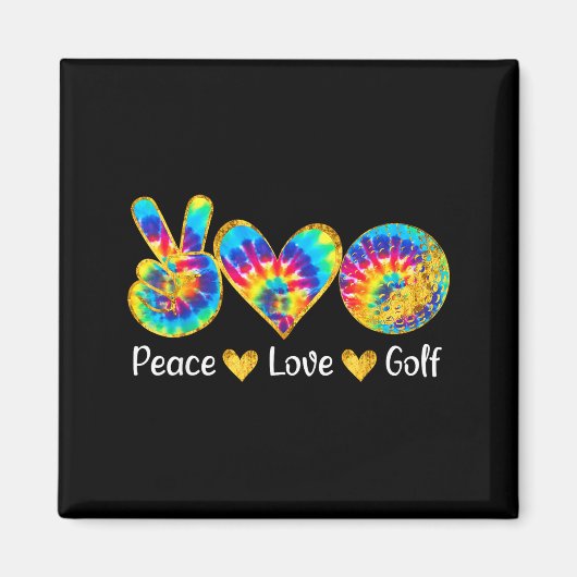 Aimant Peace Love Golf Funny Tie Dye Golf Lovers (Devant)
