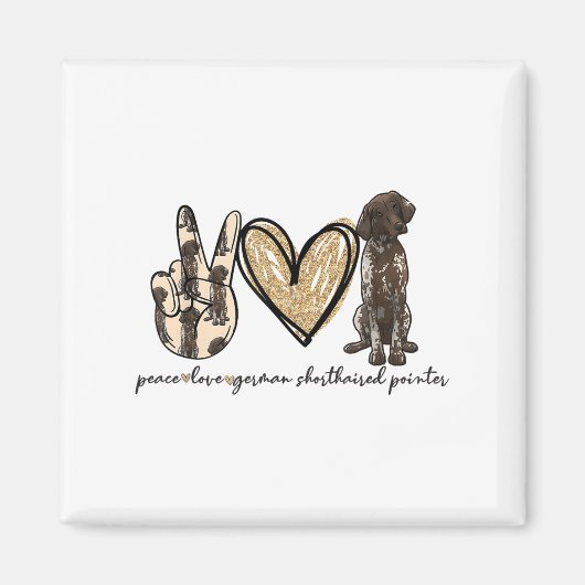 Aimant Peace Love Gsp Allemand Pointer Pointer Dog Log (Devant)