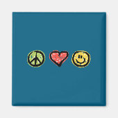 Aimant Peace Love Hapness Insrational Hipe Gift  (Devant)