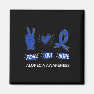 Aimant Peace Love Hope Alopecia Awareness Areata Ribbon S
