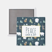 Aimant Peace Love & Joy Christmas Animaux Motif (Recto/Verso)