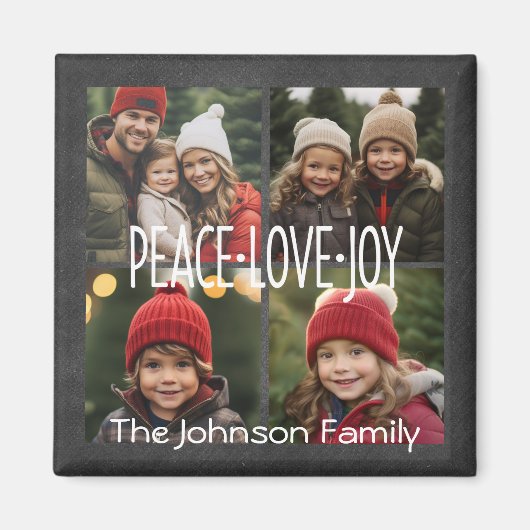 Aimant Peace Love Joy Holiday Chalkboard Photo Collage (Devant)
