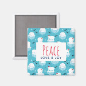 Aimant Peace Love & Joy Ours polaires de Noël (Recto/Verso)
