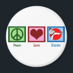 Aimant Peace Love Karate<br><div class="desc">Panneau de paix,  coeur,  et ceinture noire en karaté.</div>