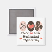 Aimant Peace Love Mécanique Ingénierie magnétique (Recto/Verso)
