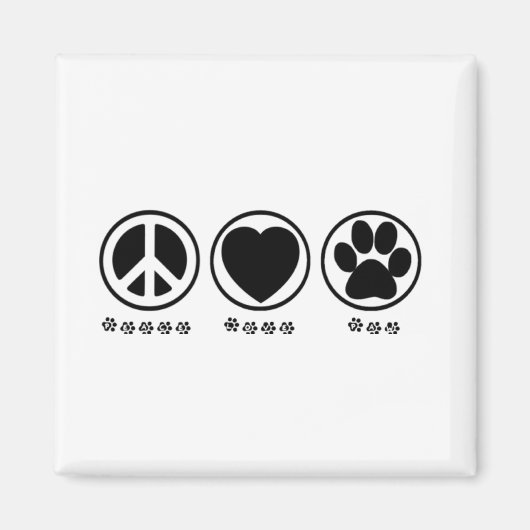Aimant Peace Love Paw (Devant)