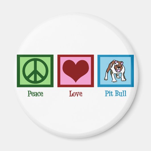 Aimant Peace Love Pit Bull (Devant)