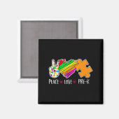 Aimant Peace Love Pre-K Autism Aware - 100 days smart (Recto/Verso)