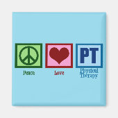 Aimant Peace Love PT physiothérapeute (Devant)