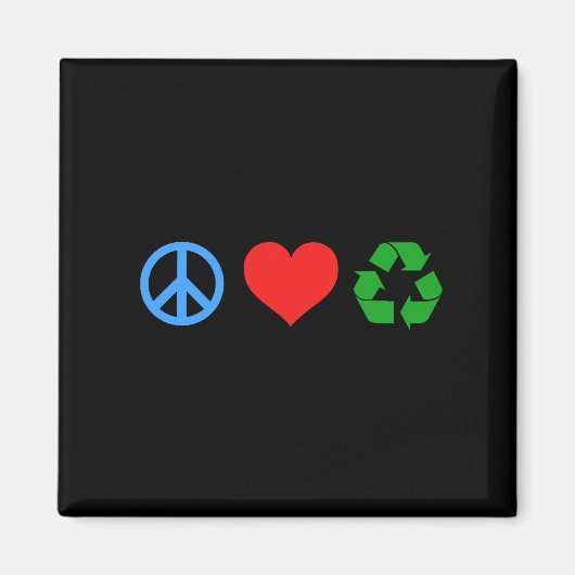 Aimant Peace Love Recycle (Devant)