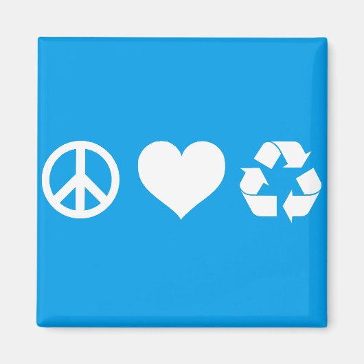 Aimant Peace Love Recycle (Devant)