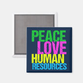 Aimant Peace Love Ressources humaines Cute Blue HR Depart (Recto/Verso)