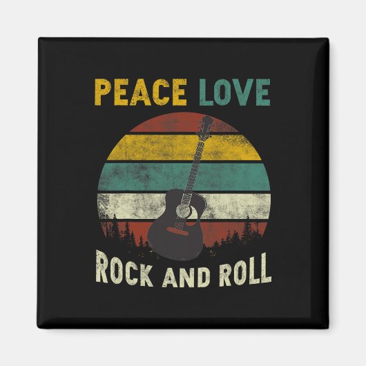 Aimant Peace Love Rock & Roll Guitare Player Guitaris (Devant)