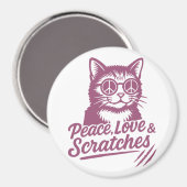 Aimant Peace, Love & Scratches Funny Cat (Recto/Verso)