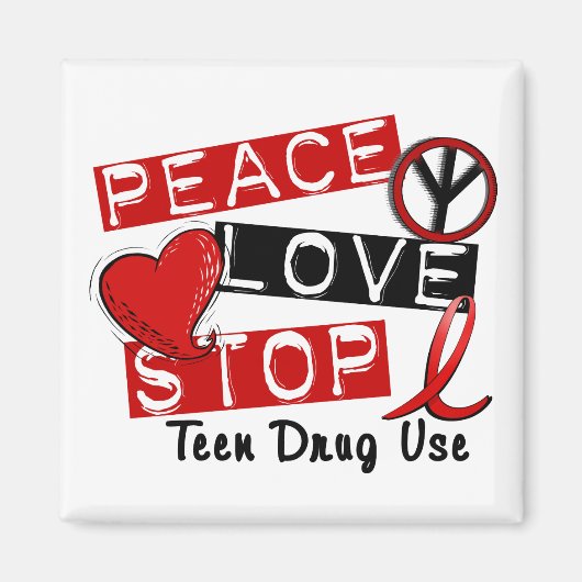 Aimant Peace Love Stop Ado Drug Use (Devant)
