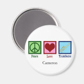 Aimant Peace Love Trombone Player Cute Custom (Recto/Verso)