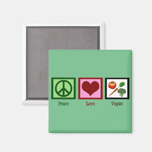 Aimant Peace Love Vegan (Recto/Verso)