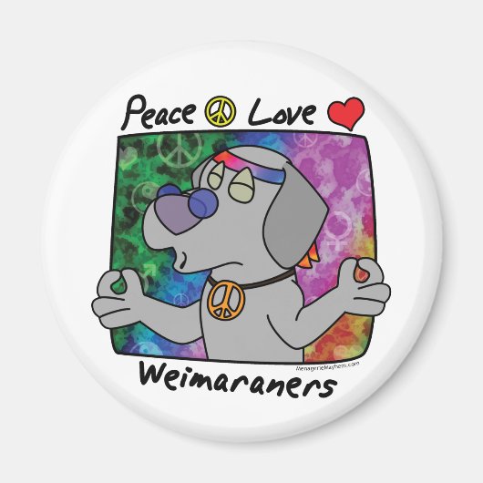 Aimant Peace Love Weimaraner (Devant)