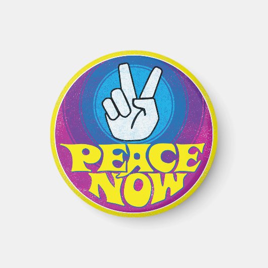 Aimant Peace Now Super Retro Hippie Style Paz Ahora (Devant)
