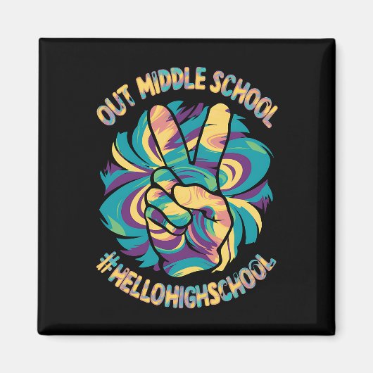 Aimant Peace Out Middle Hello Lycée Tie Dye (Devant)