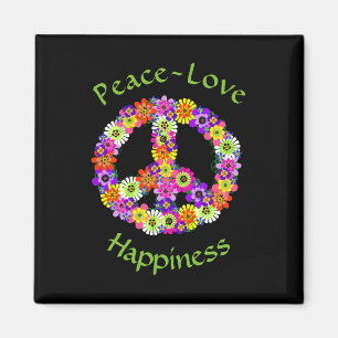 Aimant Peace Sign Floral Peace Love Happiness
