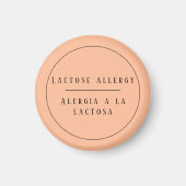 Aimant Peach Bilingue Lactose Allergy Alert Espagnol (Devant)
