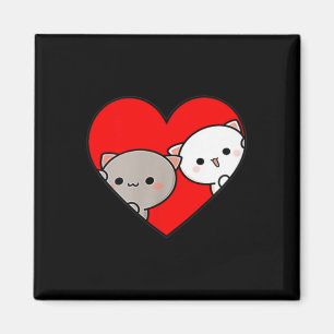 Aimant Peach Cartoon Love Goma Cat Saint Valentin Coeur