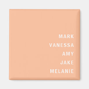 Aimant Peach Family Names Monogramme Minimaliste Texte bl