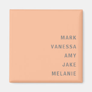 Aimant Peach Family Names Monogramme Texte gris minimalis