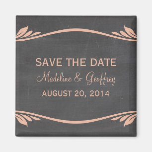 Aimant Peach Flourish Chalkboard Enregistrer l'aimant Dat