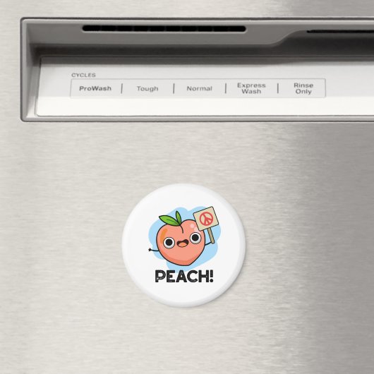 Aimant Peach Funky Peace Fruit Pun (In Situ (Lave-vaisselle))
