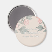 Aimant Peach Peonies Sage Floral Budget Mariage (Recto/Verso)