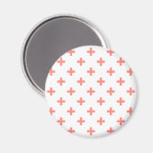 Aimant Peach polka croise sur blanc (Recto/Verso)