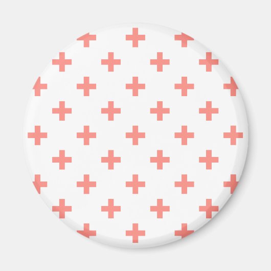 Aimant Peach polka croise sur blanc (Devant)