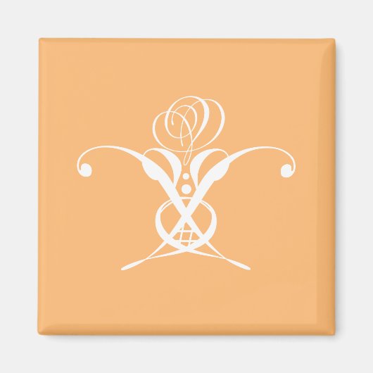 Aimant Peach Retro White Flourd Rose (Devant)